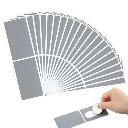 Rubbellose Selber Machen, 50 Sheets Rubbelaufkleber, 41 x 72 mm Rubbeletiketten, Rechteck Überraschungen Scratch Sticker für Spiel, DIY, Reisegutschein, Geschenke - Silber von Svalor