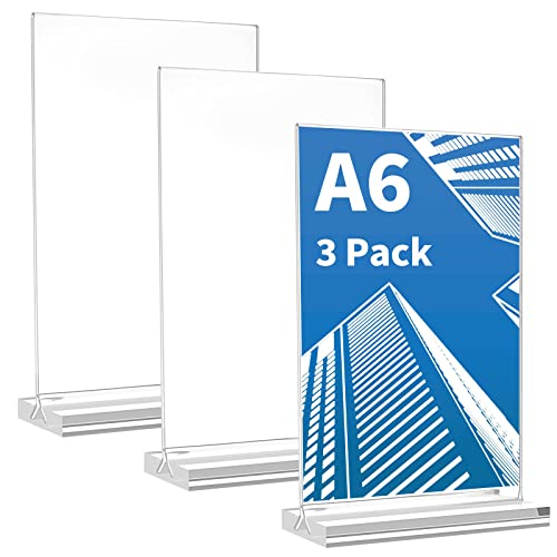 Svalor 3 Stück Aufsteller A6, Acryl Tischaufsteller mit Abnehmbarem Basis, T-Ständer Werbeaufsteller für beidseitige Präsentation, Hochformat Menükartenhalter für Restaurants, Café, Ausstellungen Svalor 3 Stück Aufsteller A6, Acryl Tischaufsteller mit Abnehmbarem Basis, T-Ständer Werbeaufsteller für beidseitige Präsentation, Hochformat Menükartenhalter für Restaurants, Café, Ausstellungen von Svalor