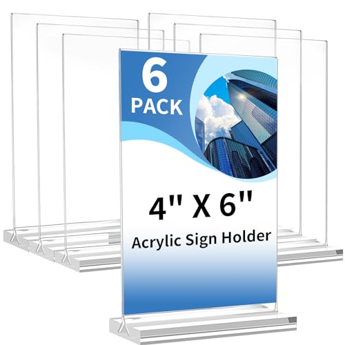 Svalor 6 Stück Aufsteller A6, Acryl Tischaufsteller mit Abnehmbarem Basis, T-Ständer Werbeaufsteller für beidseitige Präsentation, Hochformat Menükartenhalter für Restaurants, Café, Ausstellungen Svalor 6 Stück Aufsteller A6, Acryl Tischaufsteller mit Abnehmbarem Basis, T-Ständer Werbeaufsteller für beidseitige Präsentation, Hochformat Menükartenhalter für Restaurants, Café, Ausstellungen von Svalor