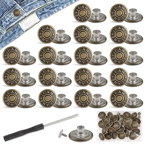 24 Stück Hosen Ersatz Knöpfe, Ø 20mm Verstellbare Jeansknöpfe mit Schraubendreher, Messing Jeansknöpfe Stecken für DIY Jeansknopf zur Reparatur von Jeans, Hose 24 Stück Hosen Ersatz Knöpfe, Ø 20mm Verstellbare Jeansknöpfe mit Schraubendreher, Messing Jeansknöpfe Stecken für DIY Jeansknopf zur Reparatur von Jeans, Hose von Svalor