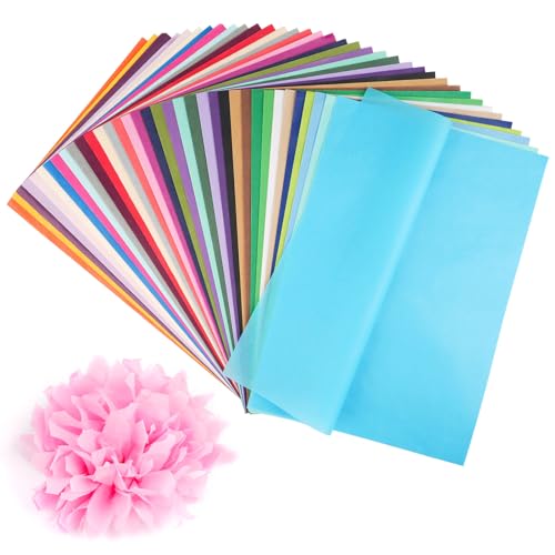 Svalor Transparentpapier Bunt, 400 Blatt 40 Farben, Seidenpapier Bunt, A4, Bastelpapier Transparent, 14g/m², Bunt Transparentpapier zum Basteln, Papierblumen, Pompoms, DIY(20 × 29 cm) von Svalor