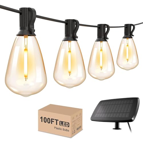Svater Solar Lichterkette Aussen 30M, ST38 100FT Lichterkette Außen Solar 50+2 E12 1W Wasserdicht Splitterfrei Glühbirnen Garten Lichter für Terrasse Balkon 2700k Warmes Weiß Svater Solar Lichterkette Aussen 30M, ST38 100FT Lichterkette Außen Solar 50+2 E12 1W Wasserdicht Splitterfrei Glühbirnen Garten Lichter für Terrasse Balkon 2700k Warmes Weiß von Svater