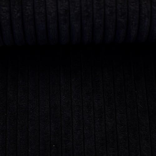 Polsterstoff Möbelstoff Cord-Samt WANJA | grob gerippt | Abriebfestigkeit >90.000 Zyklen | 17 Farben (schwarz) von Swafing