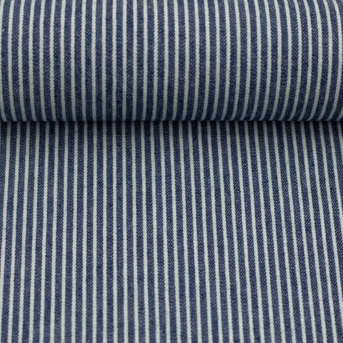 Jeansstoff mit Streifen/Streifendenim – 2 Farben - 100 % Baumwolle – 147 cm breit – 230 g/m² – Öko-Tex Standard 100 – ideal für Mode, Taschen, Deko – Meterware ab 50 cm (dunkelblau) von Swafing