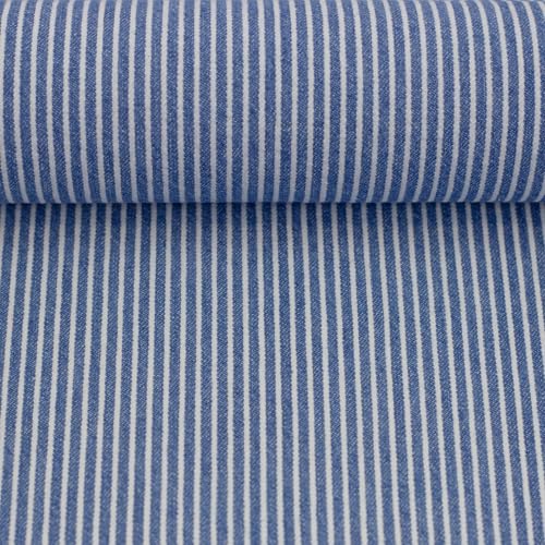 Jeansstoff mit Streifen/Streifendenim – 2 Farben - 100 % Baumwolle – 147 cm breit – 230 g/m² – Öko-Tex Standard 100 – ideal für Mode, Taschen, Deko – Meterware ab 50 cm (jeansblau) von Swafing