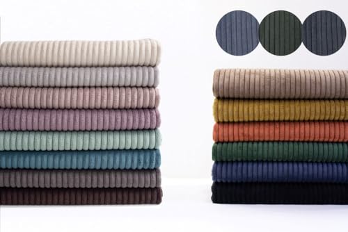Polsterstoff Möbelstoff Cord-Samt Taschenstoff WANJA | grob gerippt | Abriebfestigkeit >90.000 Zyklen | 17 Farben (Khaki) von Swafing