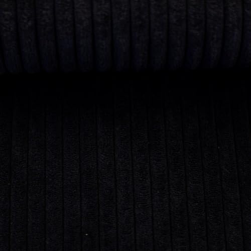 Polsterstoff Möbelstoff Cord-Samt Taschenstoff WANJA | grob gerippt | Abriebfestigkeit >90.000 Zyklen | 17 Farben (Schwarz) von Swafing