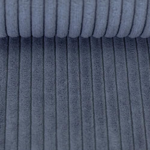 Polsterstoff Möbelstoff Cord-Samt Taschenstoff WANJA | grob gerippt | Abriebfestigkeit >90.000 Zyklen | 17 Farben (rauchblau) von Swafing