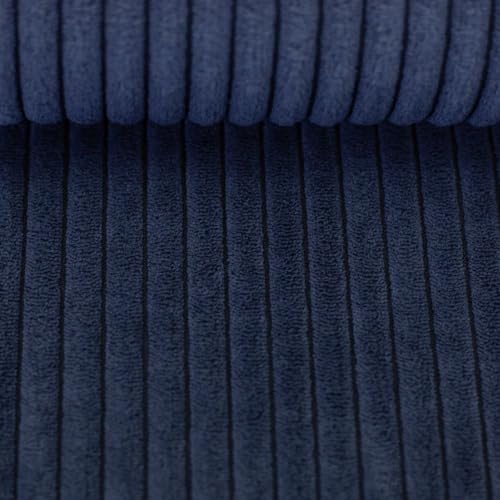 Polsterstoff Möbelstoff Cord-Samt Taschenstoff WANJA | grob gerippt | Abriebfestigkeit >90.000 Zyklen | 17 Farben (dunkelblau) von Swafing