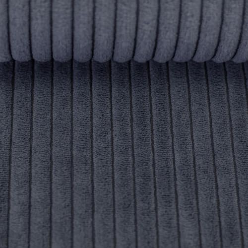 Polsterstoff Möbelstoff Cord-Samt Taschenstoff WANJA | grob gerippt | Abriebfestigkeit >90.000 Zyklen | 17 Farben (dunkelgrau) von Swafing