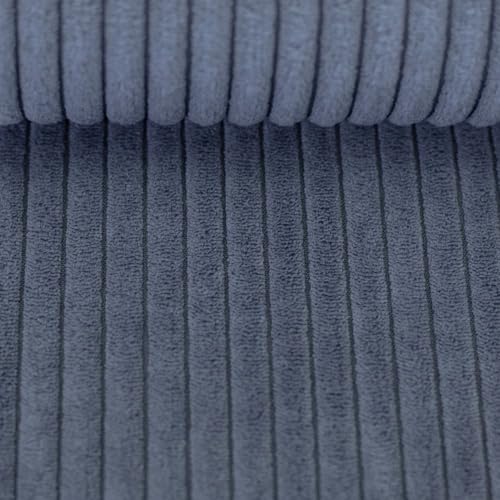 Polsterstoff Möbelstoff Cord-Samt WANJA | grob gerippt | Abriebfestigkeit >90.000 Zyklen | 17 Farben (rauchblau) von Swafing