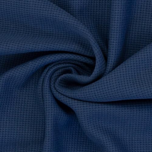 Waffeljersey | Waffelstrickjersey | 100% Baumwolle | Farbpalette 2024/2025 | für Bekleidung | Meterware | ab 50 cm (jeansblau) von Swafing
