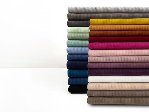 Waffeljersey | Waffelstrickjersey | 100% Baumwolle | Farbpalette 2024/2025 | für Bekleidung | Meterware | ab 50 cm (schwarz) von Swafing