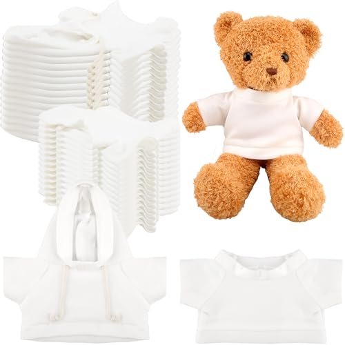 30 Stück Sublimationsbär-Kleidung, blanko, Stofftier-Shirt, Kapuzenpullover, weiße Teddybär-Kleidung für 35,6-45,7 cm große Stoffbären, Puppen zum Selbermachen (Farbstil 2) von Swakuta
