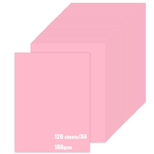A4 rosa Kartonpapier – 180 g/m² 120 Blatt – farbiger rosa Bastelkarton für Kunst oder Handwerk, DIY, Kartenherstellung, Scrapbooking, Druck von Swanaryo