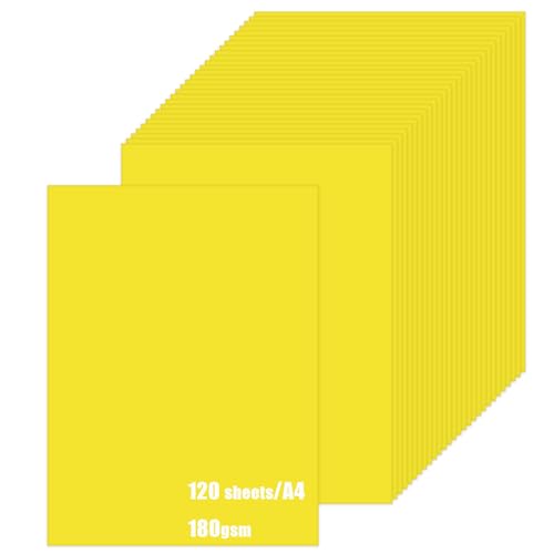 Gelbes A4-Papier, 180 g/m², 120 Blatt, farbige gelbe Bastelkarte für Kunst oder Handwerk, DIY, Kartenherstellung, Scrapbooking, Drucken Gelbes A4-Papier, 180 g/m², 120 Blatt, farbige gelbe Bastelkarte für Kunst oder Handwerk, DIY, Kartenherstellung, Scrapbooking, Drucken von Swanaryo