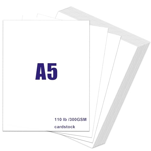 Weißer Karton, A5, 120 Blatt, 300 g/m², dickes Kartonpapier für selbstgemachte Kartenherstellung, Einladungen, Postkarten, Visitenkarten von Swanaryo