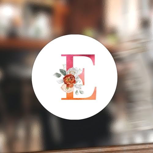 Swavecat 100 Stück Rosen-Monogramm-Initialen-Buchstabe E, Umschlagsiegel-Aufkleber, individueller Namen, Geschenkaufkleber, orange-rosa Buchstabe mit Rose, Blumenmuster, Vinyl-Aufkleber für Party, Swavecat 100 Stück Rosen-Monogramm-Initialen-Buchstabe E, Umschlagsiegel-Aufkleber, individueller Namen, Geschenkaufkleber, orange-rosa Buchstabe mit Rose, Blumenmuster, Vinyl-Aufkleber für Party, von Swavecat