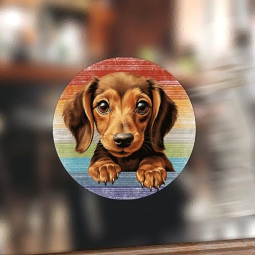 Swavecat Dackel-Aufkleber für Umschläge, Dackel, niedlich, lustig, guckender Hund, Welpe, Vinyl-Aufkleber, Hund, Regenbogen, Stolz, Schwul, Lesben, runde Aufkleber für Backkarten, Swavecat Dackel-Aufkleber für Umschläge, Dackel, niedlich, lustig, guckender Hund, Welpe, Vinyl-Aufkleber, Hund, Regenbogen, Stolz, Schwul, Lesben, runde Aufkleber für Backkarten, von Swavecat