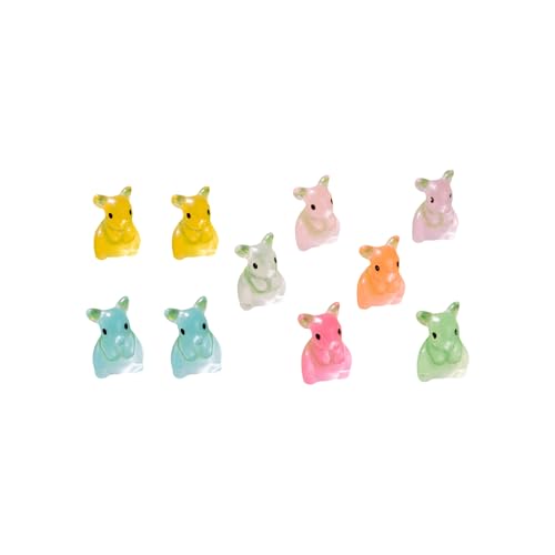 Set mit 10 bunten Miniatur-Mäuse-Figuren aus Kunstharz für kreative Kuchendekoration, Wal, Rinder, Kätzchen, Miniatur-Gartenzubehör von Sweeaau
