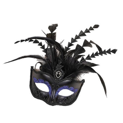 Sweeaau Venezianer-Augenmaske mit Strasssteinen, Federn, Halbgesicht, für Maskeraden, Bälle, Halloween, Party, Cosplay, Foto, Karneval, Kostüm, Zubehör-Set für Männer, Erwachsene, Frauen Sweeaau Venezianer-Augenmaske mit Strasssteinen, Federn, Halbgesicht, für Maskeraden, Bälle, Halloween, Party, Cosplay, Foto, Karneval, Kostüm, Zubehör-Set für Männer, Erwachsene, Frauen von Sweeaau