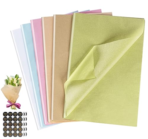 Sweelov Seidenpapier 60 Blatt 50 x 70cm, Seidenpapier bastelpapier Bunt zum Basteln 17 g/m², Art Tissue Paper zum Pompoms Verpacken Tischdeko DIY, Kartengestaltung, Dekorieren von Sweelov