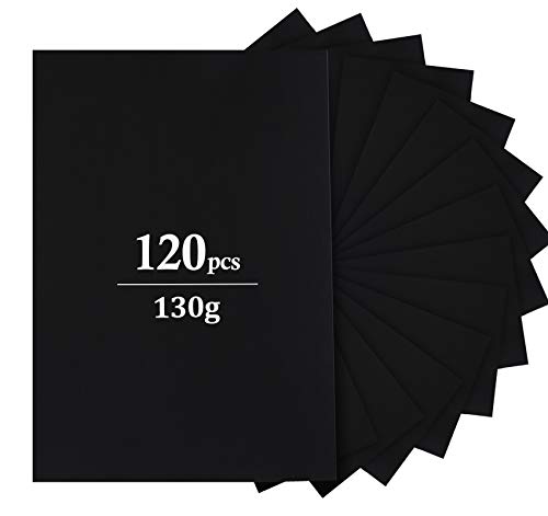 Tonpapier Schwarz A4,Schwarzes Bastelpapier 120 Blatt 130g/m²,Tonkarton Bastelkartonpapier zum Basteln und Gestalten von Sweelov