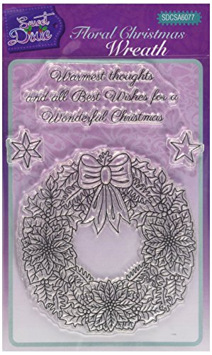 Sweet Dixie Blumiger Weihnachtskranz durchsichtiges Stempelset, Synthetisches Material, 15 x 10.5 x 0.3 cm von Sweet Dixie