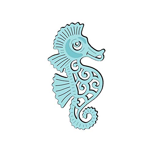 Sweet Dixie Stylish Seahorse Elegantes Seepferdchen Stanze, Metall, Grau, 5.5 x 10.3 x 0.1 cm von Sweet Dixie