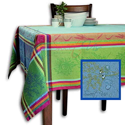 Abwischbare Tischdecke, auslaufsicher, Teflonbeschichtet, Blumenmuster, Baumwolle, französische Provenzal, Jacquard-Tischdecke für rechteckige Tische, Sonnenblume, Burgunderrot, 157.5 x 248.9 cm Abwischbare Tischdecke, auslaufsicher, Teflonbeschichtet, Blumenmuster, Baumwolle, französische Provenzal, Jacquard-Tischdecke für rechteckige Tische, Sonnenblume, Burgunderrot, 157.5 x 248.9 cm von Sweet Us