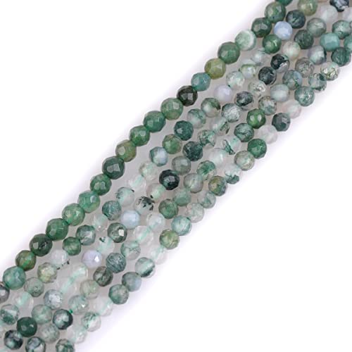 Sweet & Happy Girl'S Store 3mm Runde facettierte Edelstein Moosachat Perlen Strang 15 Zoll Schmuckherstellung Perlen von GEM-INSIDE CREATE YOUR OWN FASHION
