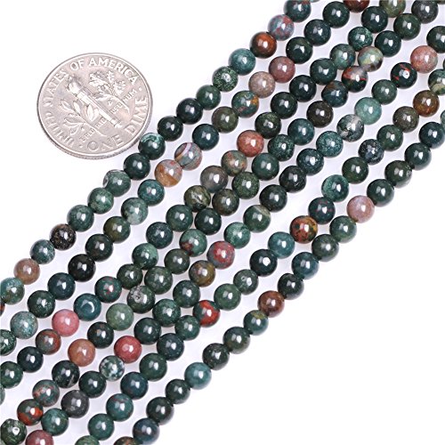 0,4 cm Jaspisperlen aus dunkelgrünem Blutstein für die Schmuckherstellung, 38,5 cm., 4mm Green, 4 mm von Sweet & Happy Girl's Gemstone Art Beads