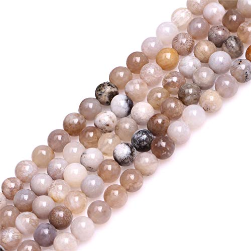 4 mm natur rund grau Ocean Fossil Achat Perlen für Schmuckherstellung Strand 38,1 cm, Gray 6mm, 6 mm von Sweet & Happy Girl's Gemstone Art Beads