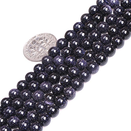 6 mm runde blaue Sandsteinperlen für Schmuckherstellung, Strang, 38,1 cm von Sweet & Happy Girl's Gemstone Art Beads