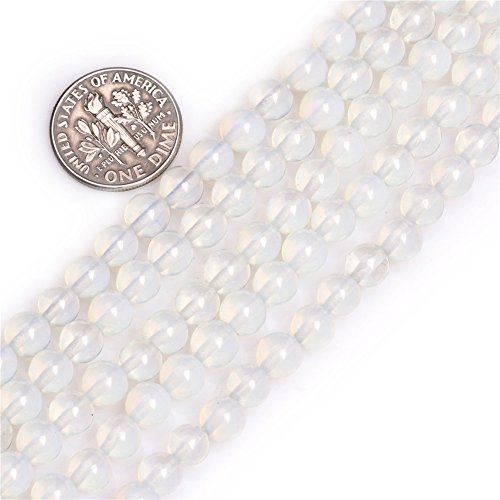 6 mm runde weiße Opalit-Perlen zur Schmuckherstellung, 38,1 cm von Sweet & Happy Girl's Gemstone Art Beads