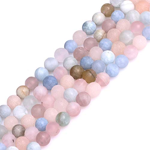 Natürlicher 6 mm mehrfarbiger Morganit, Edelstein, Halbedelstein, matt, gefrostet, runde Perlen für die Schmuckherstellung, Multicolor 6mm, 6 mm von GEM-INSIDE CREATE YOUR OWN FASHION