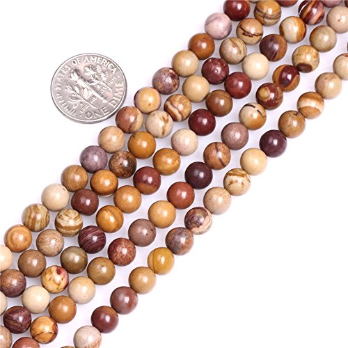 Perlenstrang mit natürlichen, runden Perlen aus Sunset-Mookait / Jaspis, gelb, 6 mm, ca. 38 cm langer Strang zur Schmuckherstellung, Yellow 6mm, 6 mm von Sweet & Happy Girl's Gemstone Art Beads