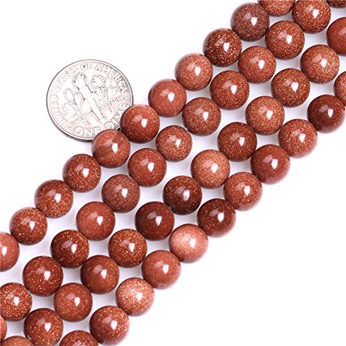 Runde Sandstein-Perlen für Schmuckherstellung, 8 mm, Braun, Gold, 38,1 cm von Sweet & Happy Girl's Gemstone Art Beads