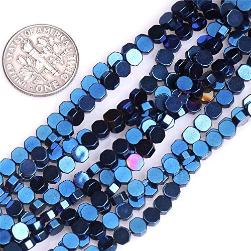 4 mm blaue Hämatit-Edelstein-Halbedelstein-Perlen für Schmuckherstellung, 38,1 cm von Sweet & Happy Girl's Gemstone Beads Strand