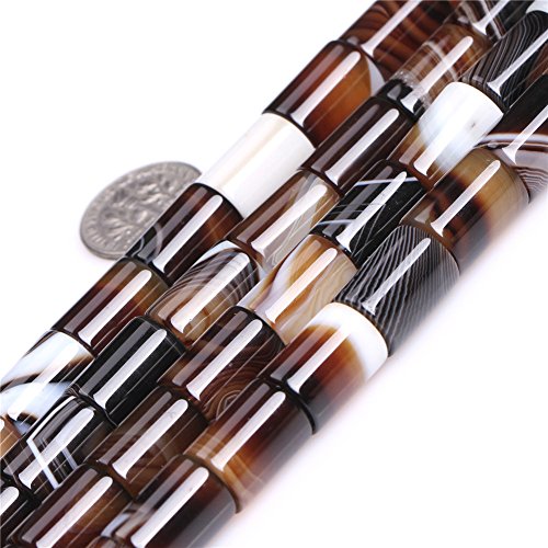 Natürliche Säulen-Perlen aus braunem Botswana-Onyx, Sardonyx, Achat, zur Schmuckherstellung, 38,1 cm (10 x 14 mm) von Sweet & Happy Girl's Gemstone Beads Strand