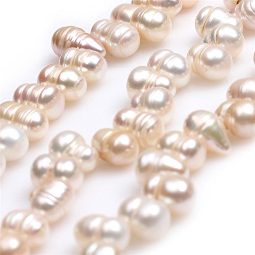 Natürliche Süßwasser-Zuchtperlen für die Schmuckherstellung (8 x 10 mm/oben gebohrte weiße Perlen) von Sweet & Happy Girl's Gemstone Beads Strand