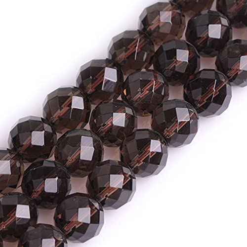Natürliche runde Rauchquarz-Perlen für Schmuckherstellung, 12 mm, facettiert von Sweet & Happy Girl's Gemstone Beads Strand