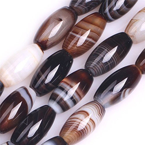 Ovaler Reis-Botswana-Achat-Halbedelstein-Perlen für Schmuckherstellung, 38,1 cm (8 x 16 mm) von Sweet & Happy Girl's Gemstone Beads Strand