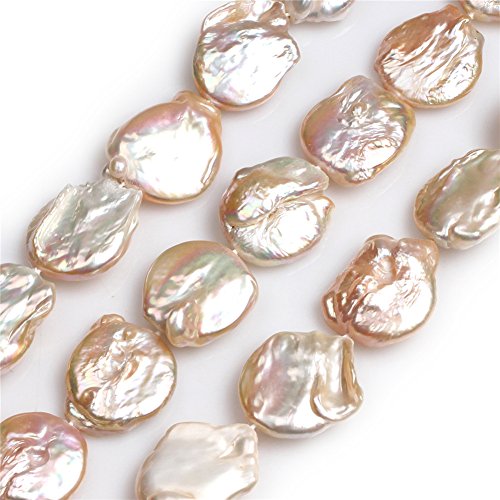 SHGbeads 20 x 30 mm große rosa Süßwasser-Zuchtperlen flache Freiform Perlen für Schmuckherstellung DIY von Sweet & Happy Girl's Gemstone Beads Strand