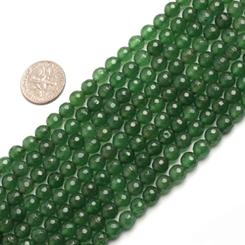 Sweet & Happy Girl's Store 6 mm runde facettierte Edelsteine grün Aventurin Jade Perlen Strang, 38,1 cm Schmuckherstellung Perlen von Sweet & Happy Girl's Gemstone Beads Strand