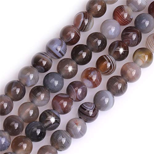 Natürlicher Onyx, Botswana-Achat, Halbedelstein, rund, 8 mm, lose Perlen für Schmuckherstellung, Armband, Halskette, Basteln, 38,1 cm Natürlicher Onyx, Botswana-Achat, Halbedelstein, rund, 8 mm, lose Perlen für Schmuckherstellung, Armband, Halskette, Basteln, 38,1 cm von GEM-INSIDE CREATE YOUR OWN FASHION