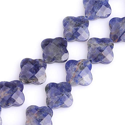 GEM-Inside 30 Stück 12 mm facettierte Kleeblatt-Pflanze Blume Natur Blau Lapislazuli Stein Edelstein Halbedelstein Charms Perlen für Schmuckherstellung 38,1 cm Strang Chakren Perlen von GEM-INSIDE CREATE YOUR OWN FASHION