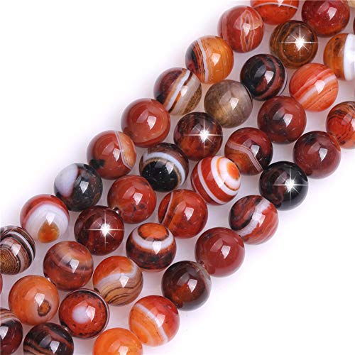 GEM-INSIDE CREATE YOUR OWN FASHION Natürlicher brauner Onyx-Achat-Edelstein, Halbedelstein, rund, 8 mm, lose Perlen für Schmuckherstellung, Armband, Halskette, Basteln, 38,1 cm von GEM-INSIDE CREATE YOUR OWN FASHION
