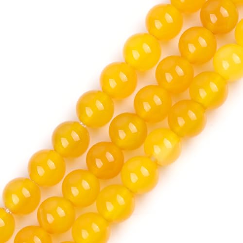 GEM-INSIDE CREATE YOUR OWN FASHION Natürlicher gelber Achat-Edelstein, Halbedelstein, rund, 8 mm, lose Perlen für Schmuckherstellung, DIY, Armband, Halskette, Basteln, 38,1 cm von GEM-INSIDE CREATE YOUR OWN FASHION
