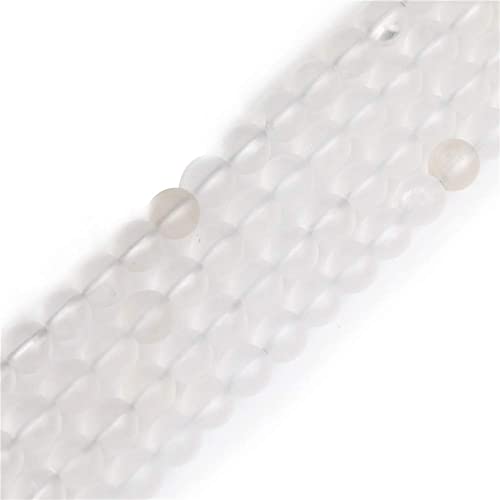 SHGbeads 8 mm große, matte Stein-weiße Quarz-Halbedelsteine, runde lose Perlen für Schmuckherstellung, Basteln, Bastelbedarf, 38,1 cm von GEM-INSIDE CREATE YOUR OWN FASHION